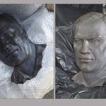 Патинирование бронзового барельефа с портретным сходством.